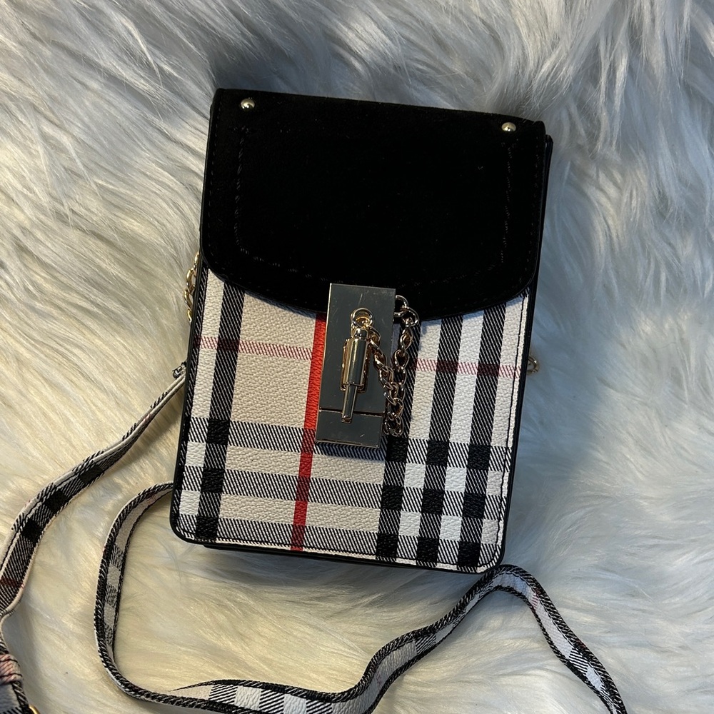 Cato Black and Red Plaid Crossbody Bag